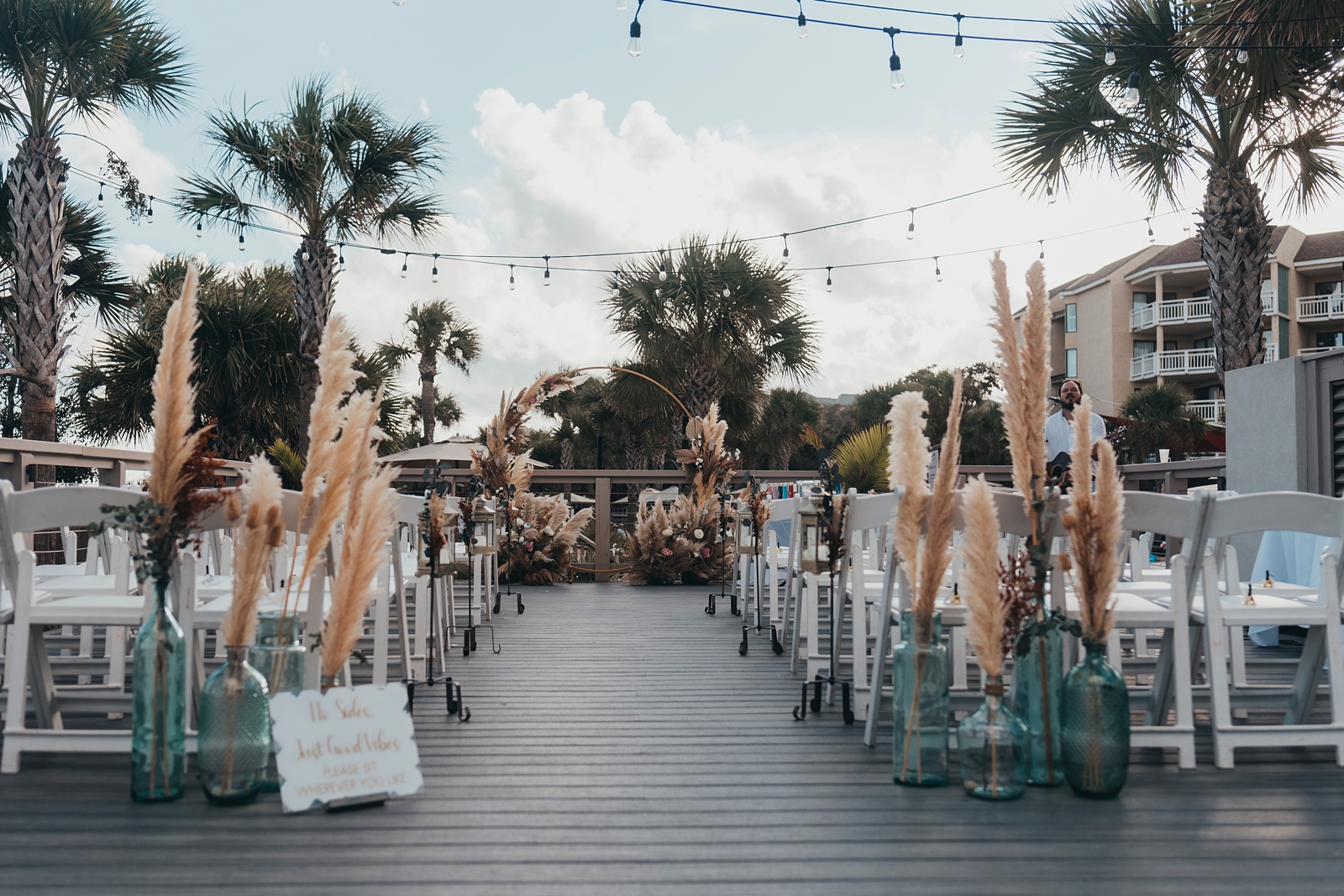 Outdoor ceremony at Buoy Bar Sail Deck