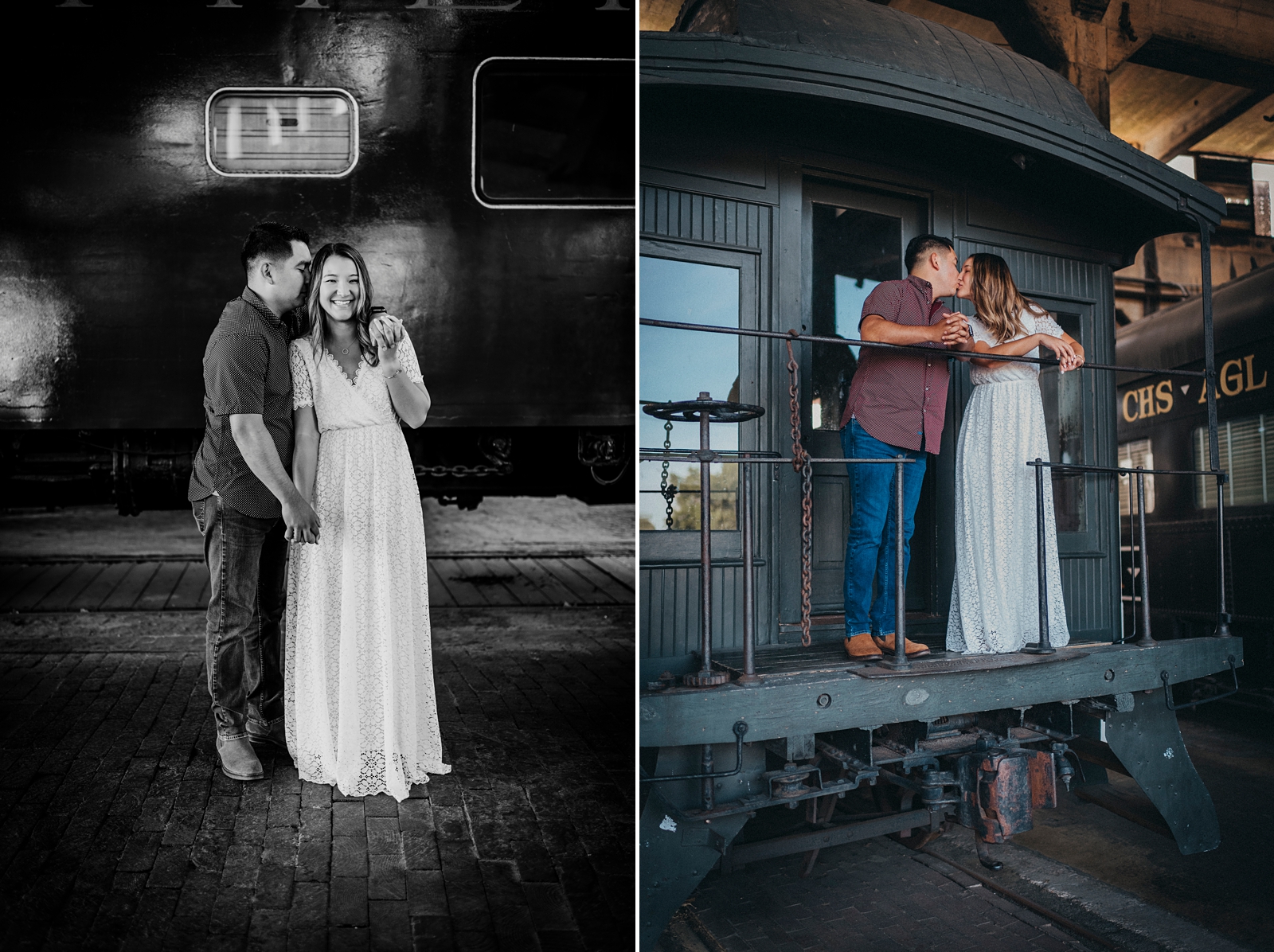 Engagement photos at Georgia State Railroad Museum