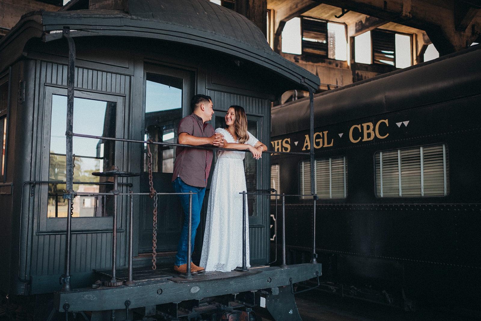 Engagement photos at Georgia State Railroad Museum