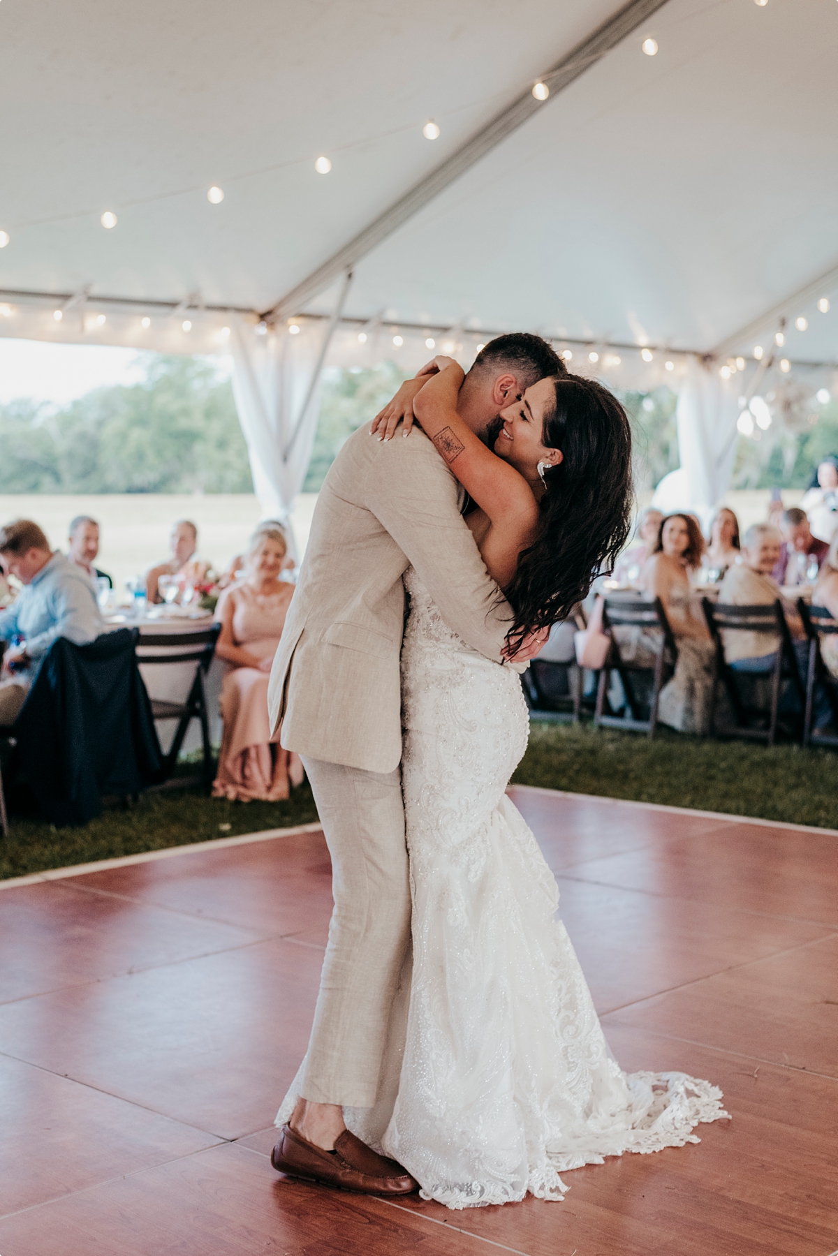 Bride and groom first dance at Agapae Oaks wedding reception