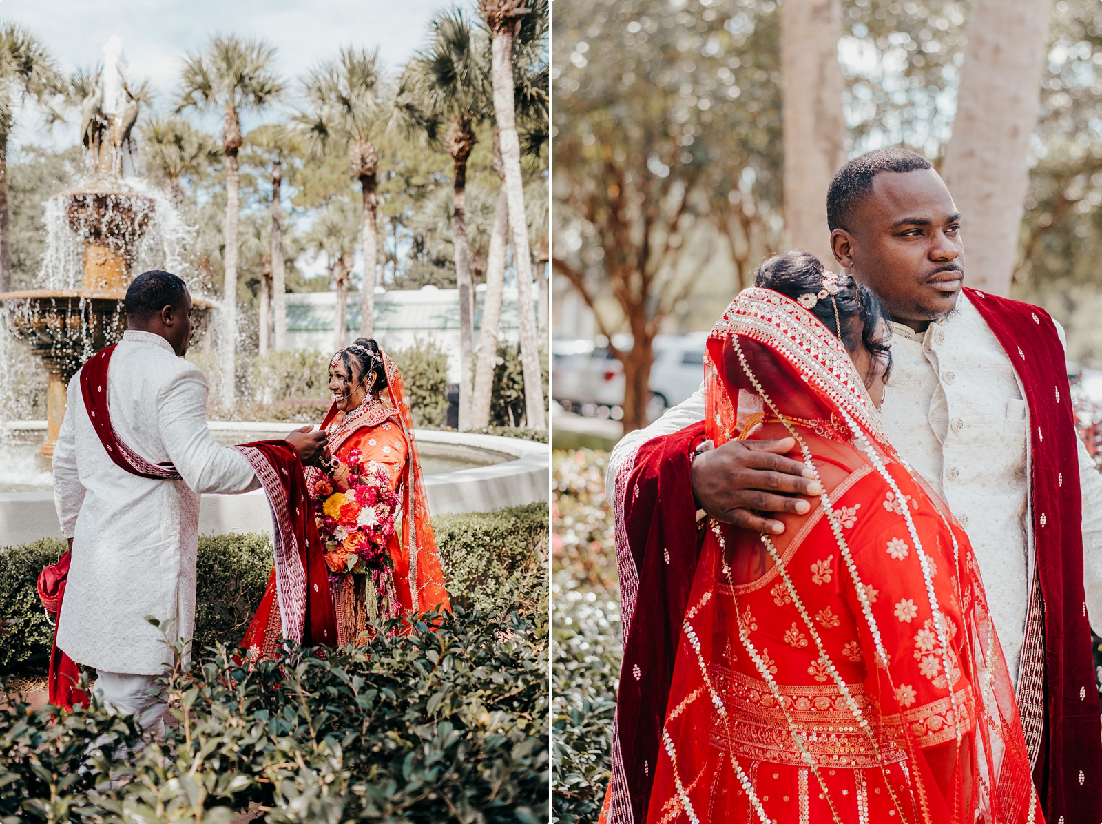 bride and groom first look before their Westin Hilton Head Wedding